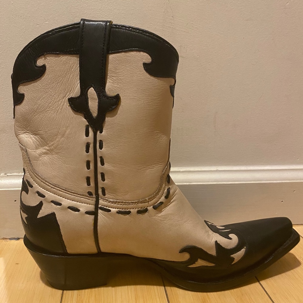 Black and White Leather Cowboy Boots by Planet Cowboy